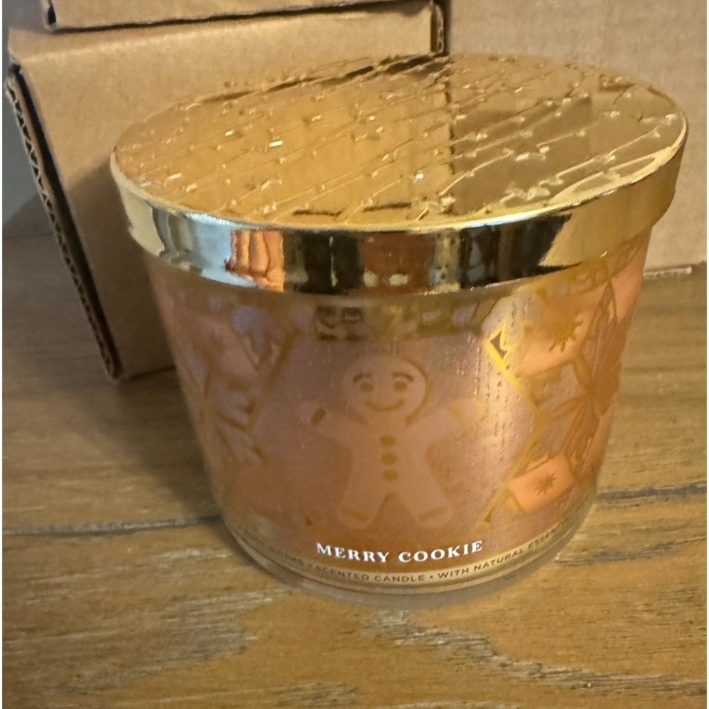 New, Bath and Body Works, Merry Cookie three wick candle.